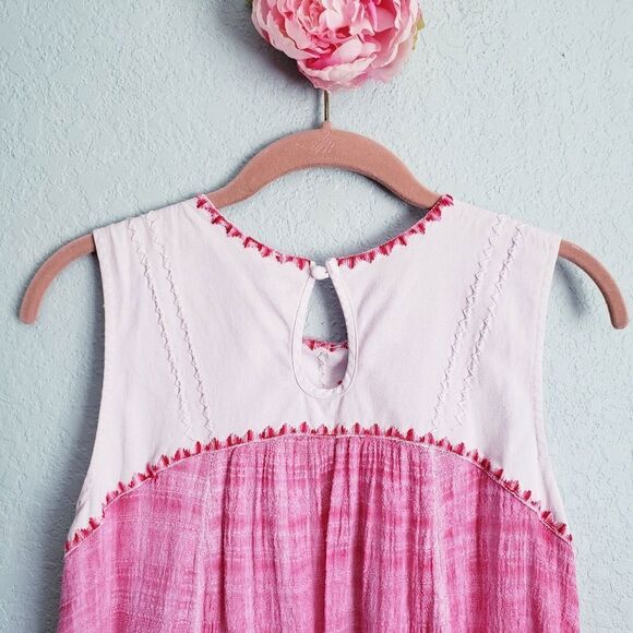 Free People‎ Pink Strawberry Fields Embroidered Mini Dress - Picture 8 of 9